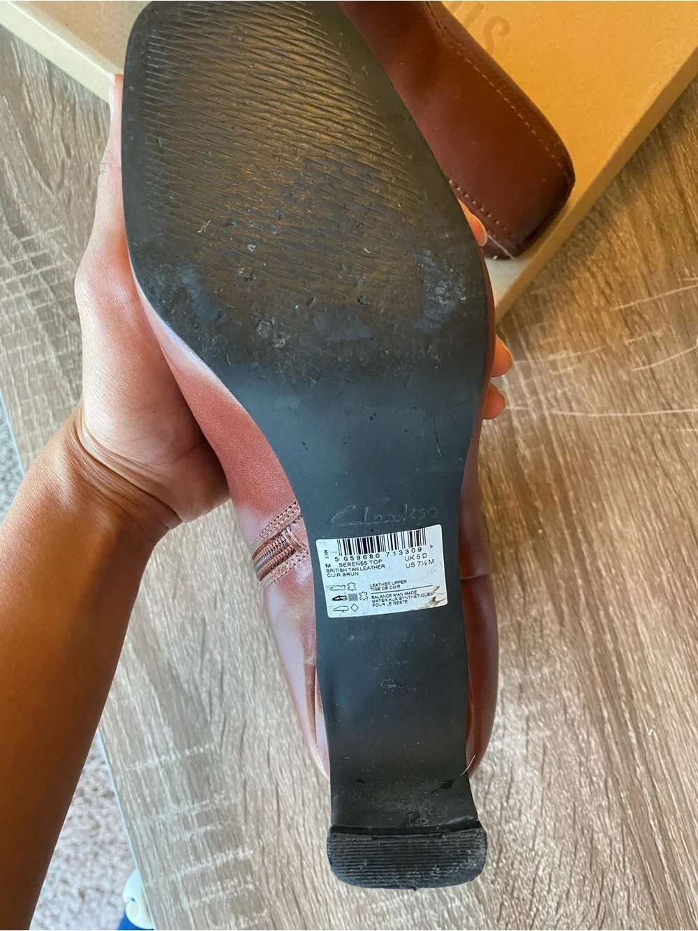 Clarks Leather Women's Brown Ankle Boots with Side Zip - Picture 6 of 10